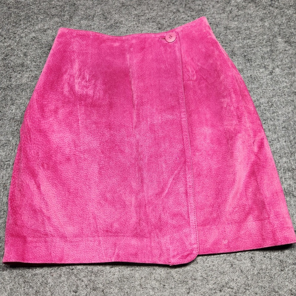 The Limited Womens Vintage Magenta Pink Leather Suede Wrap Skirt 10